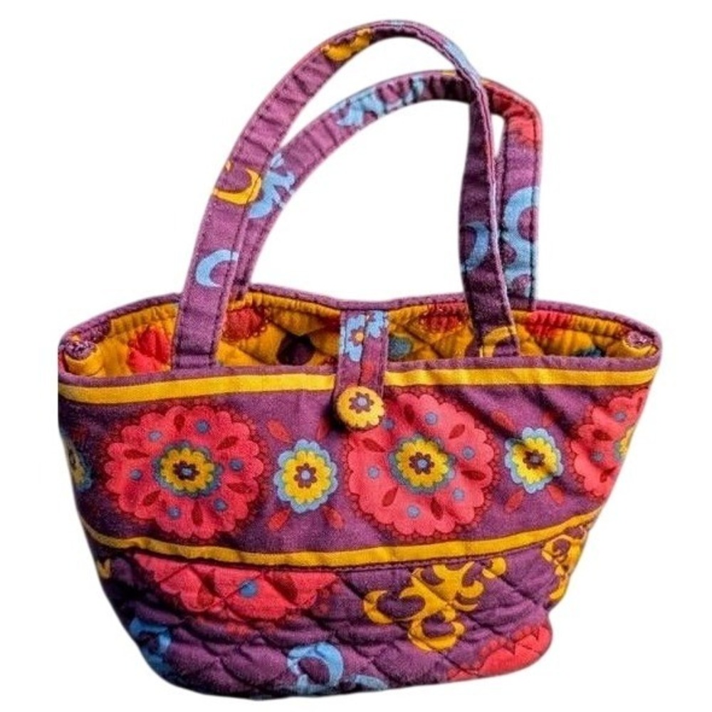 Stephanie Dawn Quilted Mini Tote Bag~Sunset Floral Purple‎ Pink~Made in USA~NWOT
